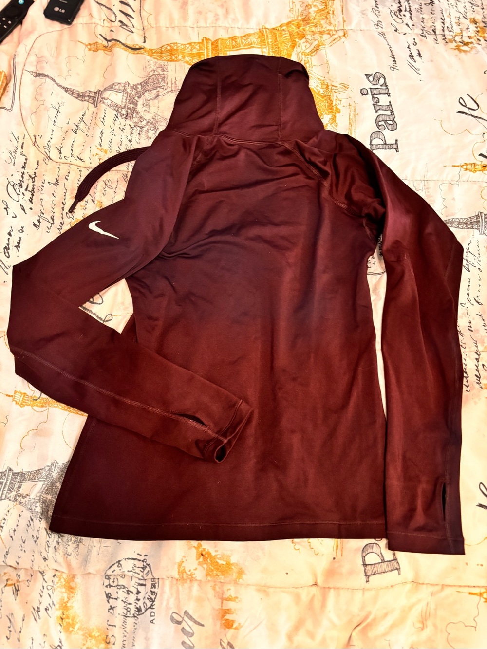 Nike Women's Maroon Long-Sleeve Hooded Performance Top